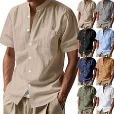 Mens Button Down Shirts Short Sleeve Casual Beach Summer Hawaiian Shirt w/Pocket