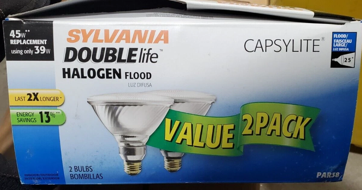 2PACK Sylvania Double Life PAR38 Flood Light Bulbs In Outdoor 45W