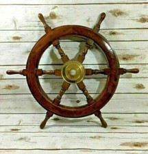 Volant bateau nautique en bois laiton 24" décor pirate bois naturel bateau mural