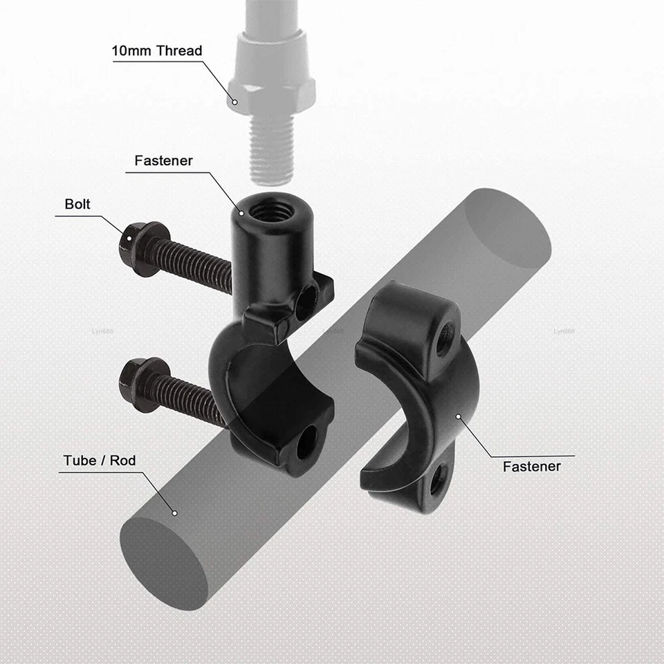 US 7/8" Handlebar Mirror Mount Holder Clamp Adaptor For Honda Yamaha CF-MOTO ATV - Image 3 of 4