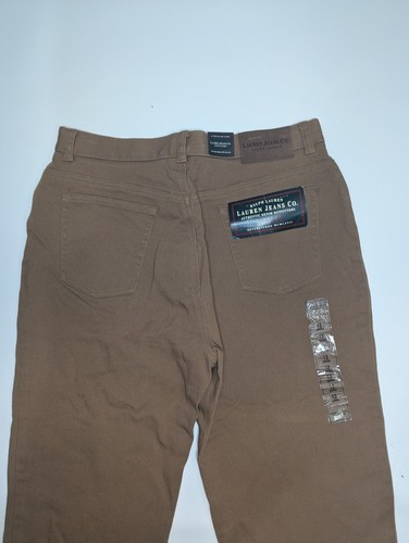 Lauren Ralph Lauren Petite Size 12 Beige Brown Stretch Jeans - Classic Fit - New - Picture 6 of 9