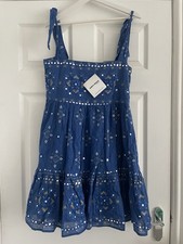 BNWT Juliet Dunn Short Blue Dress Mosaic Detailing Size 1 (UK8/10)