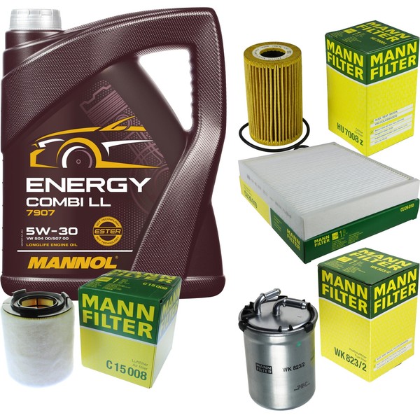 Mann Inspektionspaket 5L Mannol Energy 5W-30 FüR VW Polo 1.6 TDI Skoda Roomster-image