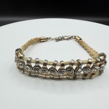 Rhinestone Cord Bracelet Silver Tone Boho Layering Festival Adjustable Gift Her