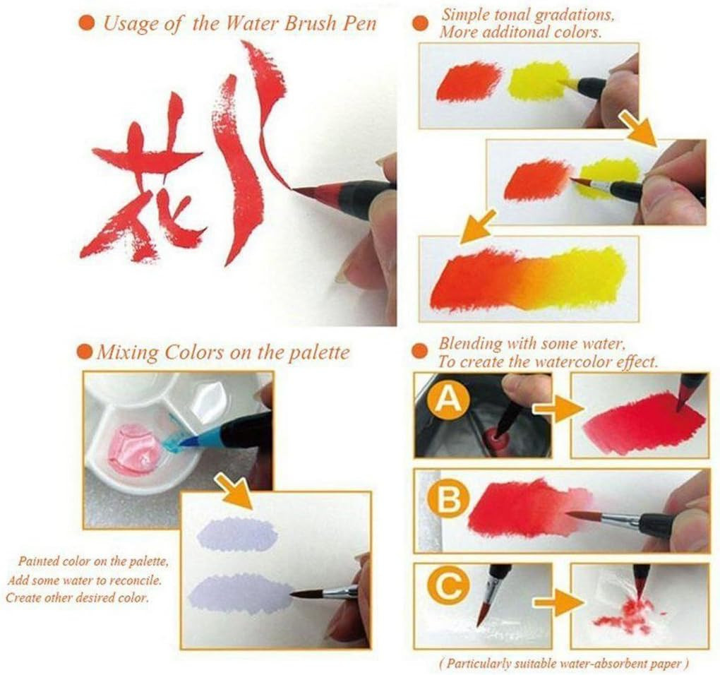 Watercolor Brush Pens Set - Premium Soft Flexible Dual Tips Coloring Brush Pen