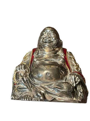 SELTEN VINTAGE MAGRINO 925 STERLINGSILBER GLÜCKLICH LACHENDER CHINESISCHER BUDDHA 4 X 4 - Bild 6 von 10
