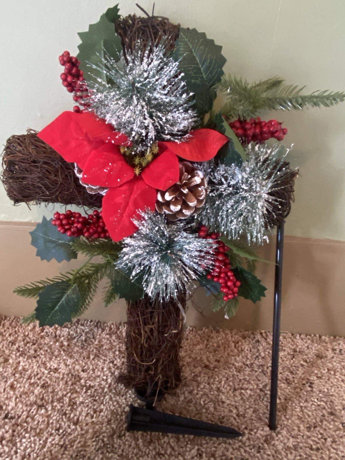 Solar Lighted Christmas Cross Stake