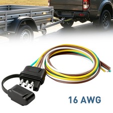 24in 4-pin 5-wire Trailer Wiring Harness 16awg Y-split Male Plug Dust Cover Lead