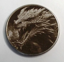 Dragon Head On U.S. Clad Quarter Surface Engraved Hobo Nickel / Love Token