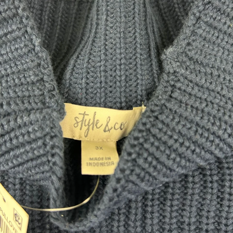 Suéter Style Co para Mujer 3X Azul Rayas Cuello Simulado Mangas Largas Pullover Nuevo con Etiquetas Foto 2 de 4