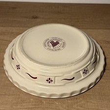 Vintage Longaberger Pottery PIE PLATE Woven Traditions RED Baking Dish 10" USA