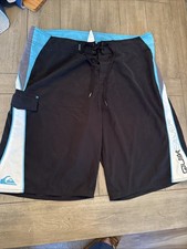 Vintage Quicksilver Sz 38 Mens Blue White Black Y2K Surf Board Shorts Retro 11  