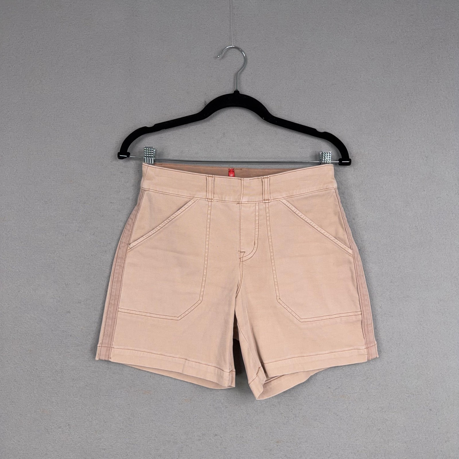 Spanx Shorts Womens XS Beige Pink High Rise Pull On Utility Stretch Twill