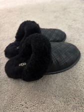 UGG Scuff Quilted Leather Slippers Black