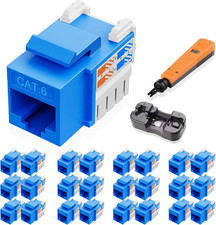 Cat6 Keystone Jacks 25-Pack with Punch down Tool Punch-Down Stand