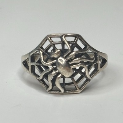 Vintage Spider Web 925 Sterling Silver Ring Sz 8 3.21g