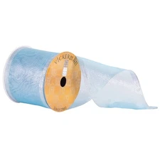Vickerman Q170127 4 in. x 10 Yard Pale Blue Shiny Wired Edge Ribbon