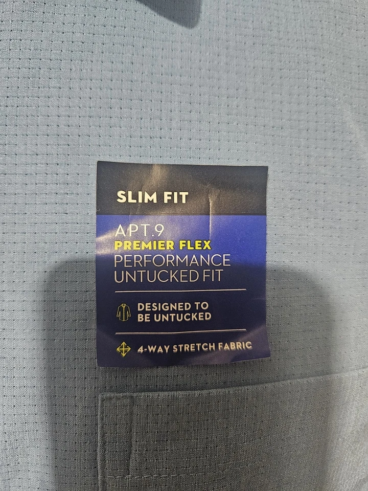 APT 9, MEN'S NEW BLUE POLY BL LONG SLEEVE PREMIER FLEX PERFORMANCE SHIRT, SZ XXL - Image 3 of 4