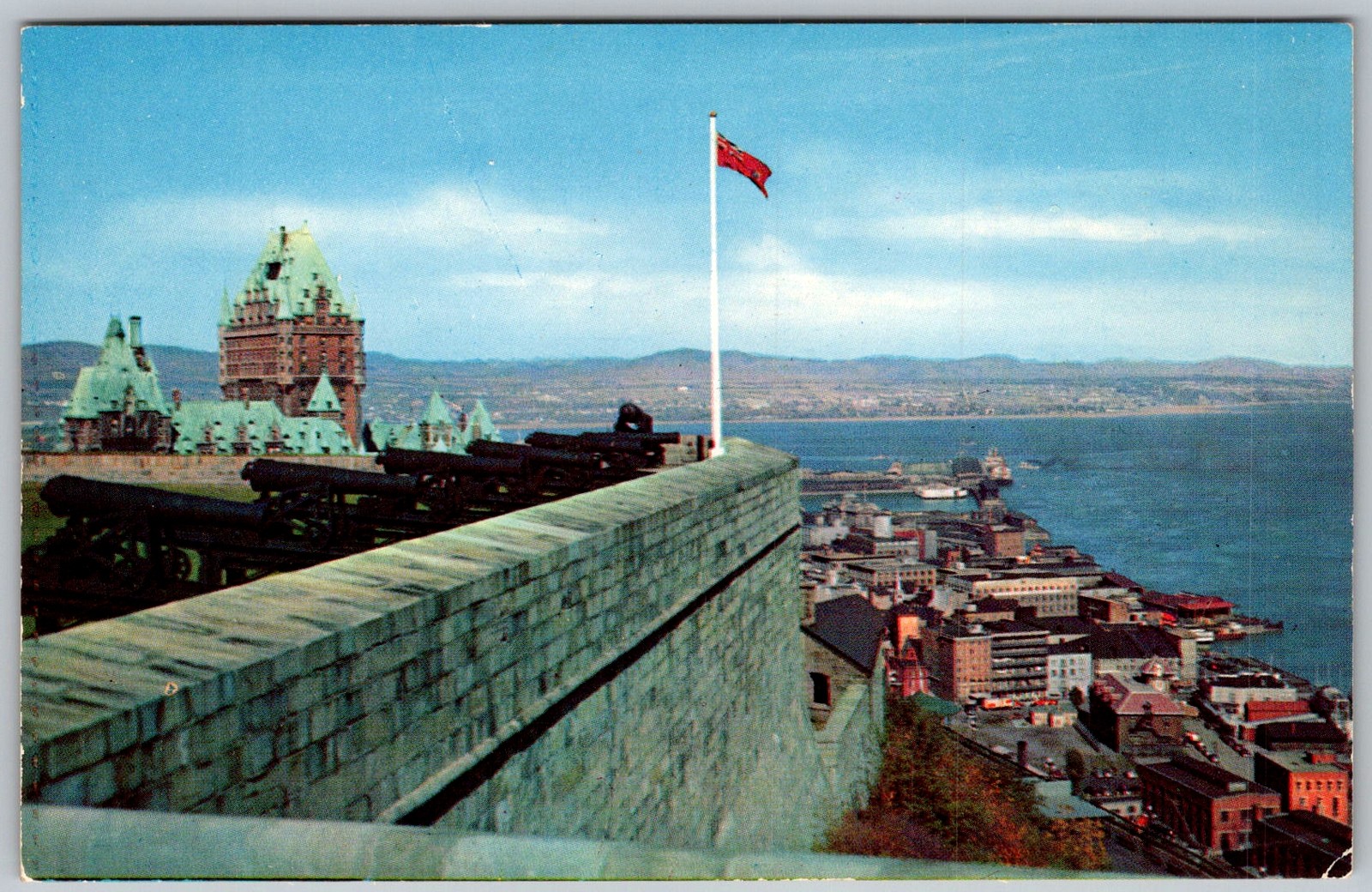 Vtg Postcard Chateau Frontenac Bastion View Quebec City, CA 1950s