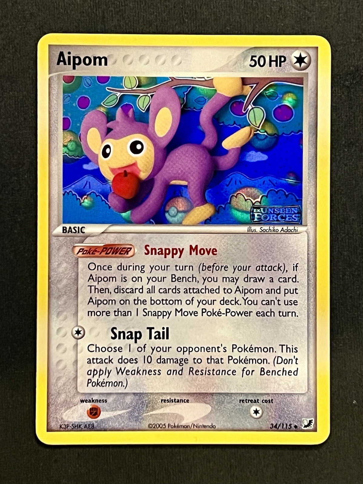 Aipom 34/115 2005 Unseen Forces Reverse Holo Stamped NM Vintage Pokemon