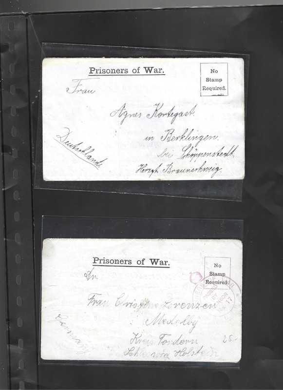 GREAT BRITAIN-1918-PRISONERS OF WAR-FOLDED LETTERS-AV-F-CENSOR NUMBERS-#101