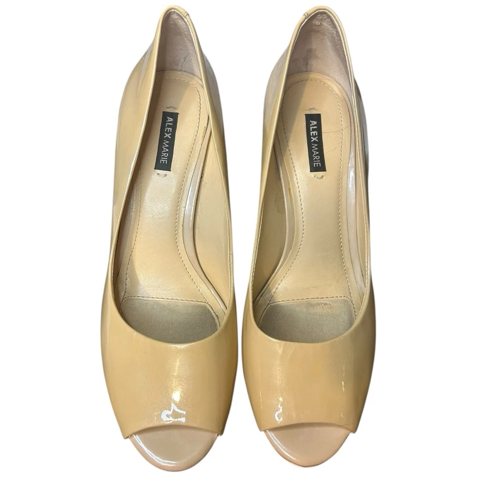 Zapatos Alex Marie Peep Toe Tacón Clásico 7.5 Taupe Excelente Estado Foto 3 de 4