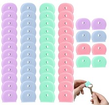 56 Pcs Macaron Colors Key Covers Caps, 1" Key Identifiers with Labels, Soft S...