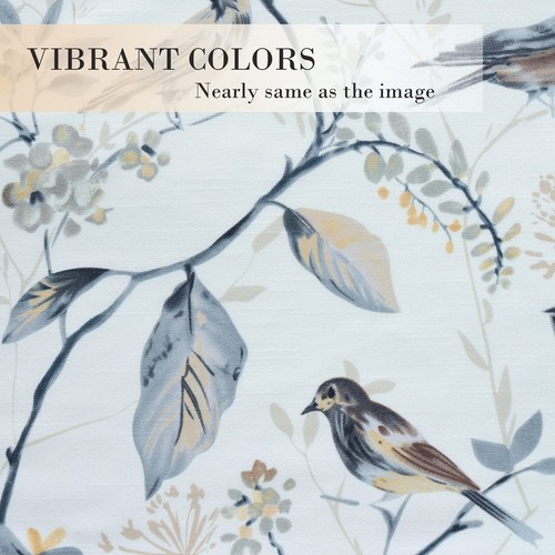 Tier Curtains for Kitchen, Lovely Birds Vines Printed Short Window Cortinas R... - Picture 5 of 6