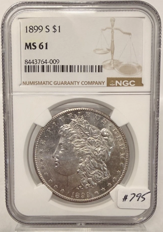 1898年 米ドル 99.9% シルバー  本物 MS 61 Graded 1899 Year Morgan US Dollars (1878-1921) for sale | eBay