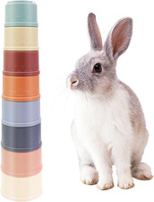 8 Pcs Stacking Cups for Rabbits,Guinea Pigs & Small Animals, Interactive Foragin