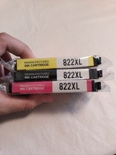 Replacement 822XL Ink Cartridges 3 Pack for Epson WF-3820, WF-4820, WF-4830