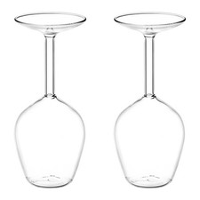 2X Long Stem Upside Down Wine Glass Funky  Stemmed Wine Glasses5009