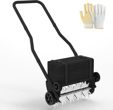 Lawn Aerator with Weight Bag, Heavy Duty Lawn Aerator Tool with 4 Wheels, Manual