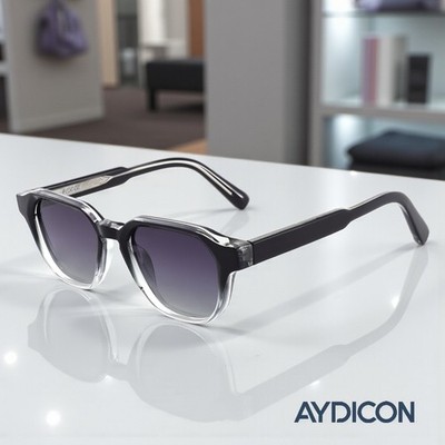 Aydicon Trendy Black Gradient Round Polarized Unisex Sunglasses UV 400 49