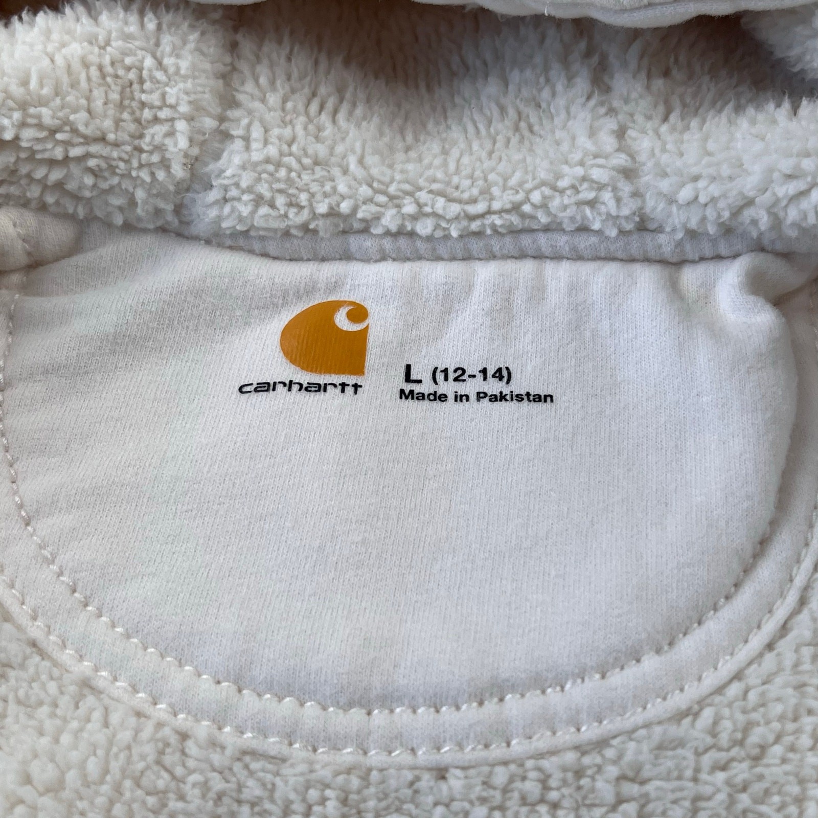 Carhartt Sherpa Lined Cream white ZipUp Vest women’s size Large 12/14