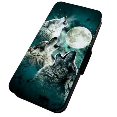 Auflösung Bedruckte Klapp Handyhülle für iPhone 3 Wolf Mond