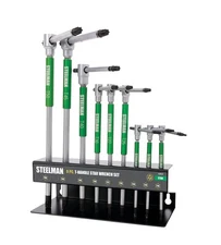 9-Piece Star T-Handle Allen Hex Key Wrench Set, Free Spinning Sleeves, Slidin...