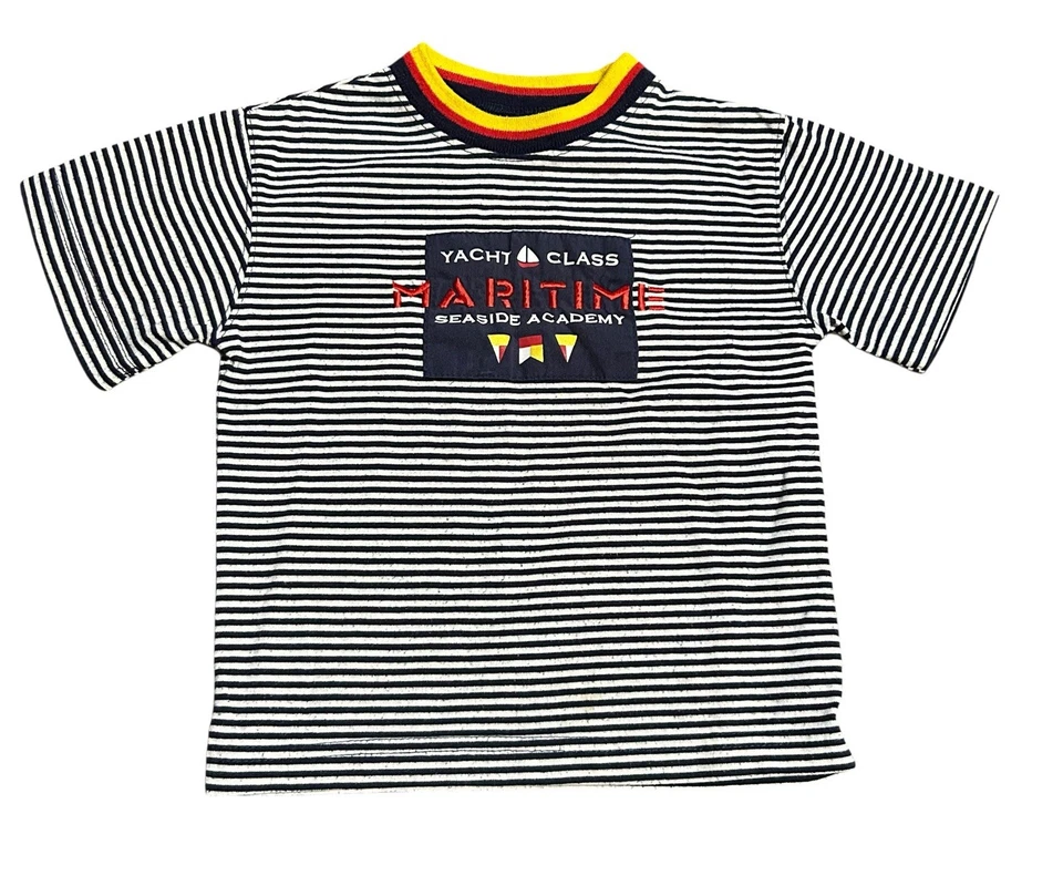 Camiseta de Colección Sesame Street Rayas Yacht Class Maritime Seaside Academy Niños 5T Azul Foto 2 de 4