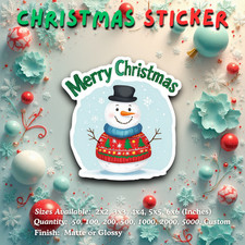 Christmas Stickers SNOWMAN Holiday Waterproof Vinyl Die Cut Glossy Matte Holiday