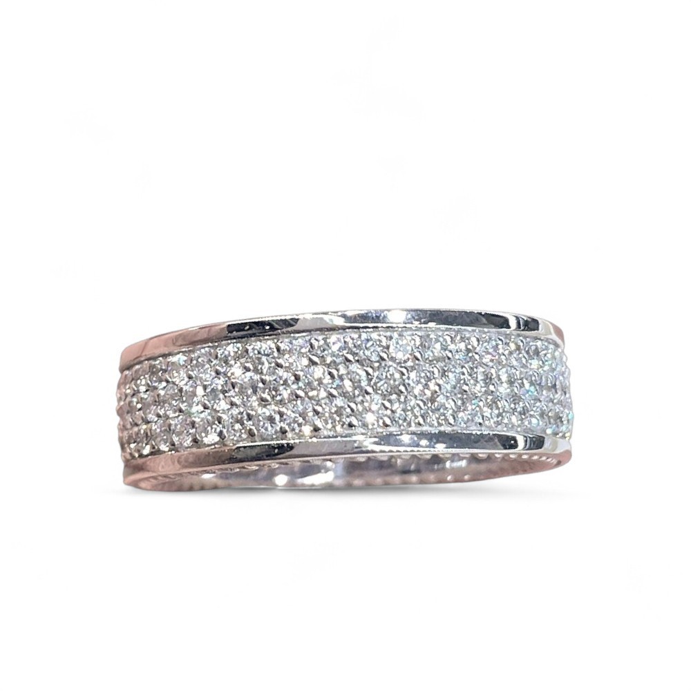 Gold Wedding Band Round 2.50 Ct Lab Created Diamond 14K White Mens Ring 8.2 MM-image