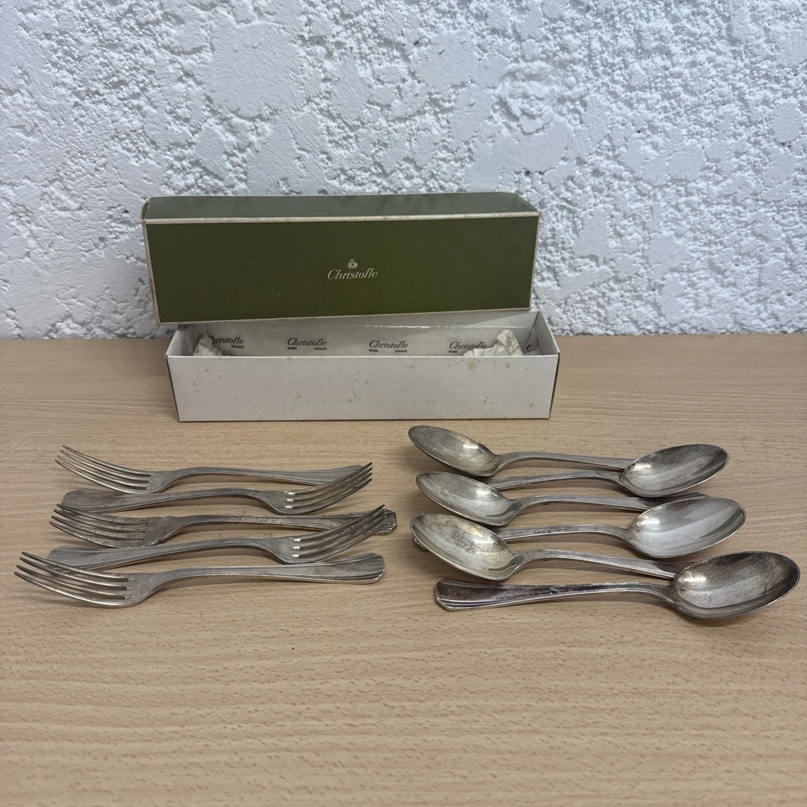 Boîte De 11 Couverts Christofle En Métal Argenté