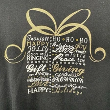CJ Banks Gift of Words BOW Holiday Black Long Sleeve Bejeweled Size 1X Plus Size