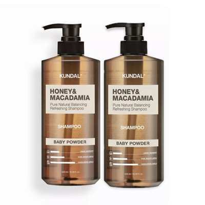 KUNDAL Honey & Macadamia Shampoo Pure Natural Babypuder Duo Set 2EA 500ml