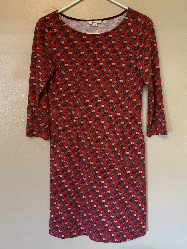Boden Poinsettia Regal Owl Penny Jersey‎ Vestido Tejido Con Bolsillos - 4 Pequeño Foto 2 de 4