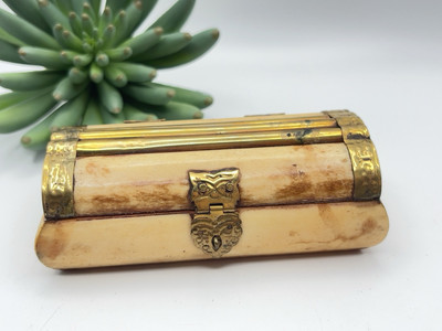 Camel Bone & Brass Trinket Box Decor Home Accent 