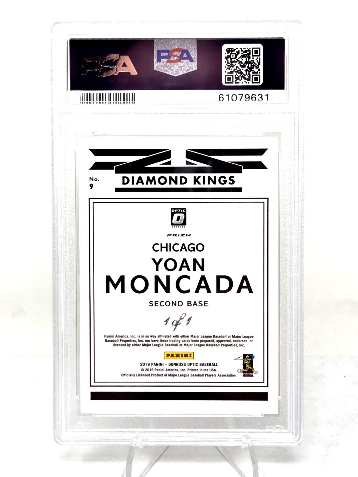 2019 Optic Gold Vinyl SUPERFRACTOR YOAN MONCADA 1 of 1 RC Card /1 PSA 8 NM-MT view 3