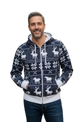Hoodie Winter Weihnachten Norweger Muster Rentier Schneeflocke Kapuzenjacke