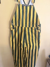 Game Bibs Yellow and Green Striped Fan Overalls for Sports Events, Team Spirit