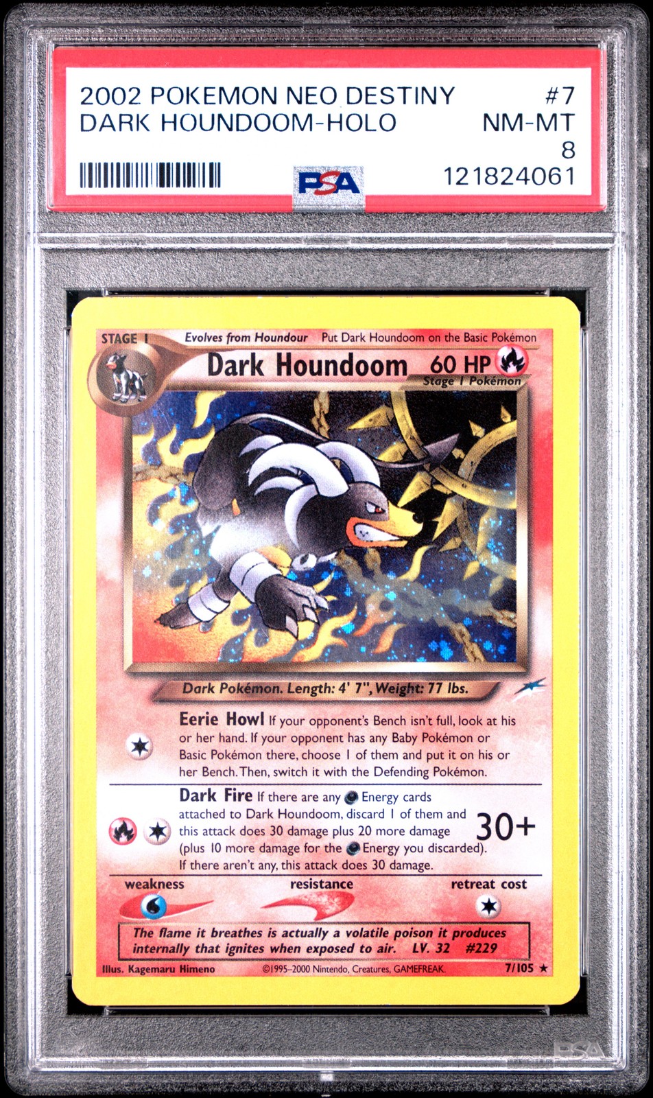 2002 POKEMON NEO DESTINY #7 DARK HOUNDOOM-HOLO PSA 8