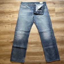 Diesel Kurren Jeans Men 36x32 Blue Relaxed Straight Baggy Italy Distressed 008IW